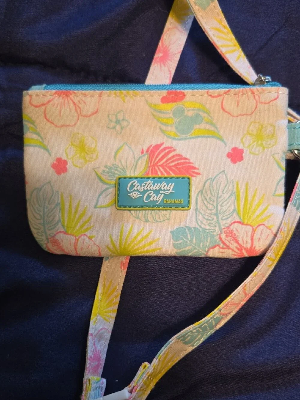 Disney Castaway Cay Floral Wristlet Card Holder & Turtle